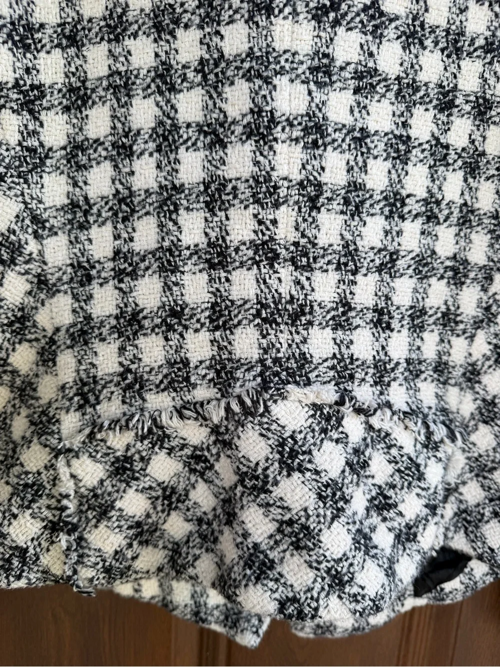 Zara Black and White Check Tweed Business Stylish Moto Blazer